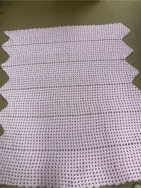 Handmade Crochet Blanket in Light Pink